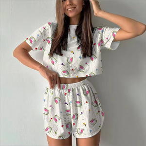 丽嘉春夏新款欧美睡衣女印花镂空露脐短款两件套女睡衣 - Product Image 6