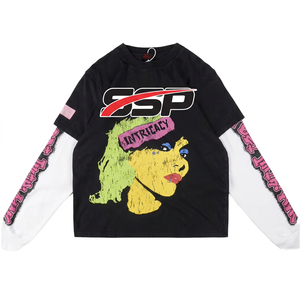Suéter Largo para Hombre, Estilo Vintage, con Estampado Digital Personalizado, 100% Algodón, Tejido, Casual, con Detalles Intrincados Lavados y Estampado en Caliente - Product Image 1
