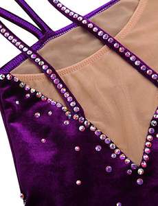 Kostum Skating lengan panjang, kostum Penampilan grosir, rok tari perut Leotards bermotif untuk - Product Image 5