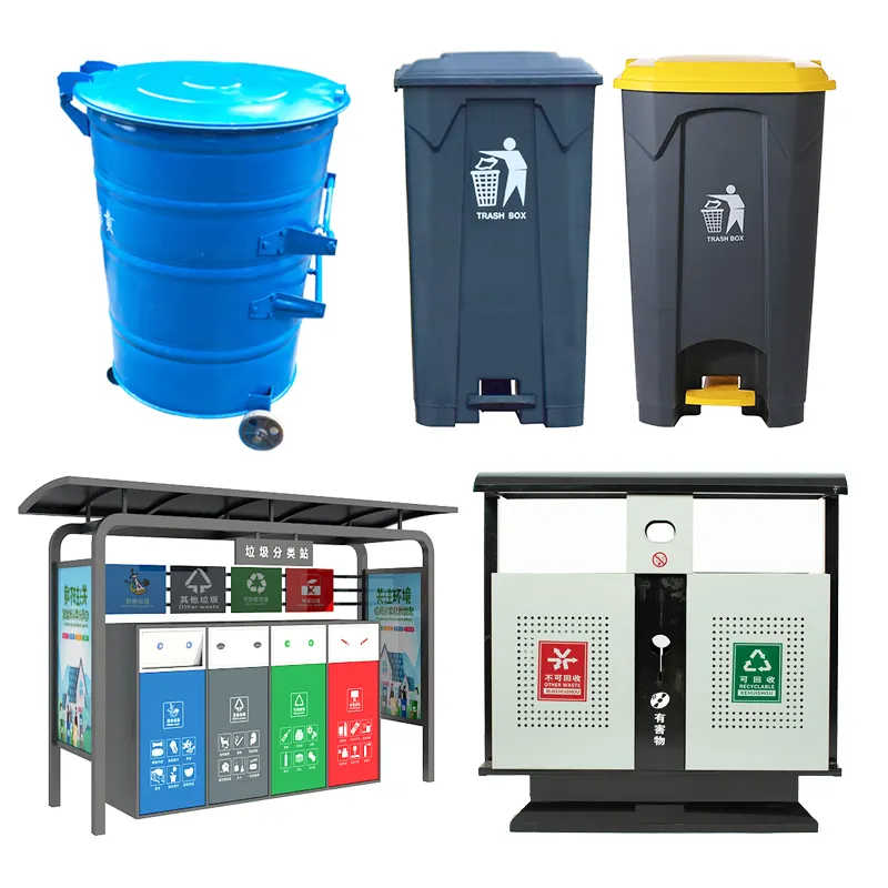 Lixeira de lixo, lixeira de lixo de 120l 150 600l l aço inoxidável 3 compartimentos lixeira de lixo lixeira de lixo códigos de cor para lixeira de pedal de resíduos