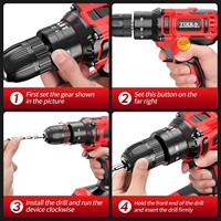 Ensemble sans fil au lithium 20V, mandrin 10mm, 2 vitesses variables, 1550 tr/min, 18+3 couple, OEM, 72 pièces, perceuse-visseuse, coffret de transport, chargeur de batterie