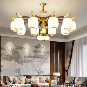 Chinese Style Chandelier Multi Head <b>Led</b> <b>Light</b> For Living Room Dining Room Bedroom Solid Wood And Copper Ceiling Lamp - Product Image 2
