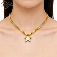 Collier chaîne à perles avec pendentif étoile plaqué or, bijoux en cuivre tendance pour un usage quotidien décontracté