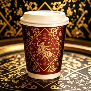 Gobelets à café jetables à double paroi imprimés sur mesure avec des motifs inspirés de la mythologie grecque et des couvercles - Product Image 1