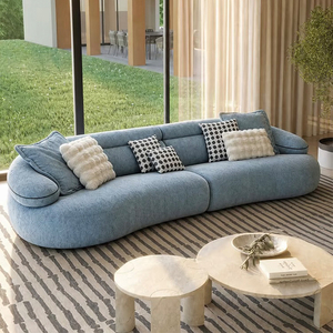 Modern Curved Fabric <b>Sofa</b> Upholstered L Shape Sectional Couch Low Profile Lounge Seating for Living Room Apartment - Product Image 4