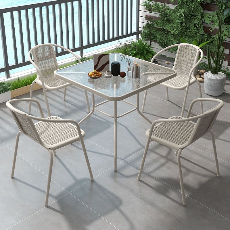 80*80CM Water Ripple Transparent Square Table with 4 Chairs