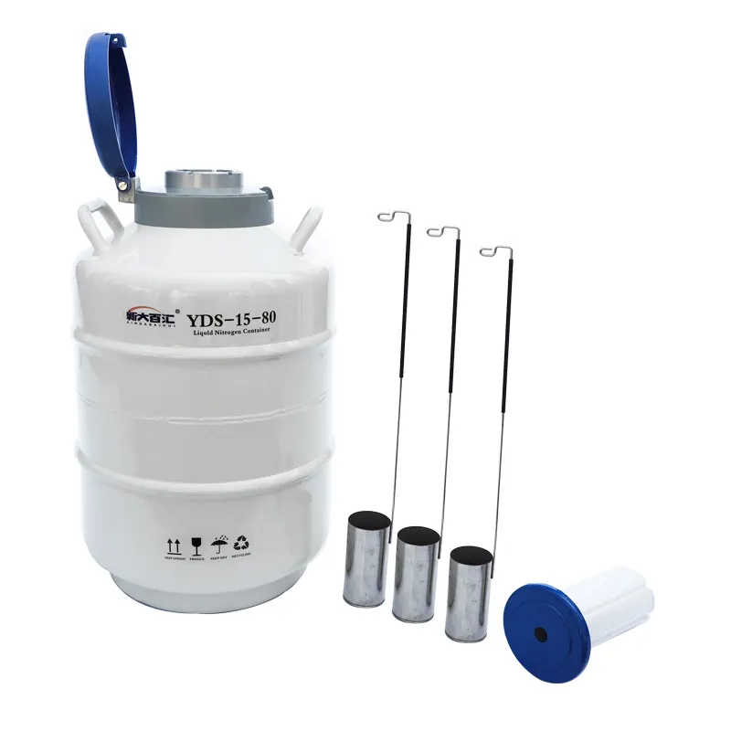 80mm Caliber thermos insemination YDS-15 liquid nitrogen tank dewar flask 15 liter cryocan with lock cover less evaporation