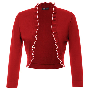 KCS02102 KK Women's Knitted Shrug <strong>Bolero</strong> Ruffled Knitwear <strong>Cardigan</strong> 3/4 Sleeve Open Front - Product Image 6