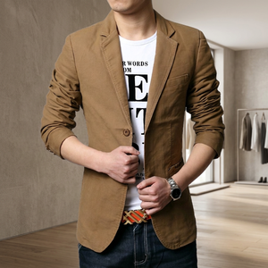 Blazer ajusté pour homme en coton, veste de costume automne-hiver, simple boutonnage, décontracté, business, streetwear, formel, grandes tailles jusqu'à 6XL - Product Image 4