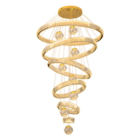 Lustre moderne de luxe en cristal K9 avec strass et boules de cristal, luminaire suspendu LED pour villa à plafond haut, escalier, hall d'hôtel