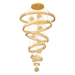 <span class=keywords><strong>Lampadario</strong></span> Moderno di Lusso in Cristallo K9 <span class=keywords><strong>con</strong></span> <span class=keywords><strong>Sfere</strong></span> di Cristallo e Luci LED per Soffitti Alti, Ville, Scale e Hall di Hotel - Product Image 5