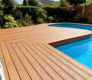 Plancher en WPC moderne, imperméable, antidérapant, à bords carrés, imitation <span class=keywords><strong>bois</strong></span>, pour <span class=keywords><strong>piscine</strong></span>, utilisation en extérieur - Product Image 1