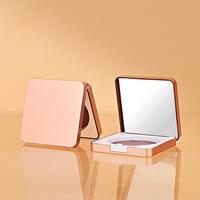 Marque Beauté Emballage En Plastique Compact En Métal Or Rose Carré Poudre Cas Rectangle Blanc Vide Blush Boîte avec Miroir Plateau Rond