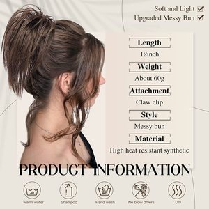 <span class=keywords><strong>Chignon</strong></span> synthétique bouclé désordonné, postiche volumineux à pince pour femme, style naturel - Product Image 4