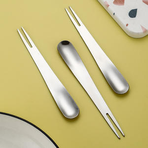 Juego de cuchillos de cuchara y tenedor plateado de acero inoxidable Belair de viaje, doble cabeza 304, cubiertos de lujo con logotipo personalizado - Product Image 3