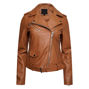 Nouvelle veste en cuir PU marron pour femme, style motard, coupe slim, couleur unie, avec fermeture éclair, collection Printemps-Automne 2026 - Product Image 6