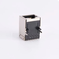 Connecteur Ethernet magnétique RJ45 femelle à port unique 10/100/1000 Base-T 10P8C, boîtier PBT NOIR, sans LED, entrée latérale