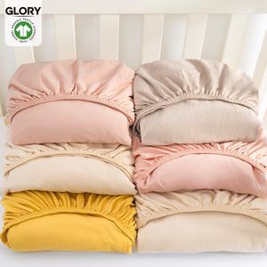 Groothandel Op Maat Gemaakte Kleur Biologisch Katoenen Gebreide Spannlaken 52x28 inch Zacht Ademend Universeel Neutraal Baby Elastisch Wieg Lakentje - Product Image 1