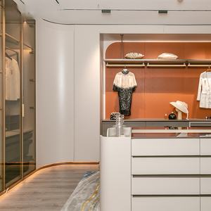 Muebles de dormitorio de lujo <span class=keywords><strong>Armarios</strong></span> Armario de madera con espejo Cómoda - Product Image 2