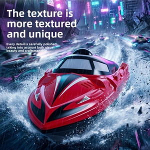 Bateau télécommandé RC pour enfants avec lumières LED, 2,4 GHz, étanche, en résine, pour garçons et filles de 8 à 12 ans - Product Image 1
