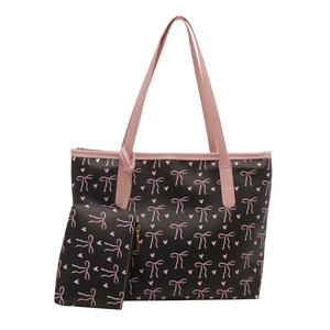 Nouveau sac fourre-tout imprimé nœud papillon, tendance hiver-été, à bandoulière unique, avec fermeture éclair, grand format, et ensemble de pochettes - Product Image 6