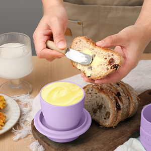Mantequillera de Silicona de Diseño Europeo con Tapa Hermética y Base de Cerámica, Personalizable, Ecológica, Utensilios de Cocina, Regalos para Uso Alimentario - Product Image 5