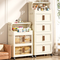 Armoire de rangement pliable sans assemblage, grande capacité, organisateur de collations et d'articles divers pour le salon, étagère en plastique à plusieurs niveaux