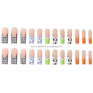 <span class=keywords><strong>Uñas</strong></span> Postizas <span class=keywords><strong>Largas</strong></span> con Diseño <span class=keywords><strong>de</strong></span> Cuadros Franceses y Estampado <span class=keywords><strong>de</strong></span> Vaca, Láminas Adhesivas para <span class=keywords><strong>Uñas</strong></span> Artificiales - Product Image 3