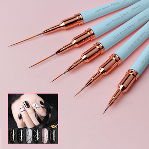 Juego de 5 Pinceles Profesionales para Decoración de Uñas, Diseño Ultrafino con Mango Azul Macaron, Personalizable con Logotipo, para Manicura y Pintura Artística - Product Image 3