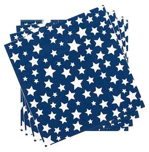 <span class=keywords><strong>Serviettes</strong></span> de table personnalisées avec logo, fond bleu, motif étoile blanche en relief, poche embossée |   <span class=keywords><strong>Papier</strong></span> jetable en pâte de bois vierge personnalisable et pliable - Product Image 1