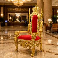 2025 Chaise Trône King Queen Économique, Grande, en Tissu Blanc, Style Lion, Antique et Moderne, Élégante, pour Ferme, Salle à Manger, Mariage, Location, Extérieur, Hôtel