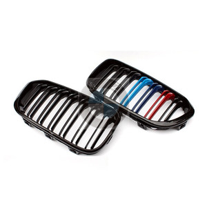 Grille BMW F20 F21 Noir Brillant Double Ligne Style M Prise d'Air pour Série 1 118i 120i Amélioration du Pare-chocs Avant - Product Image 2