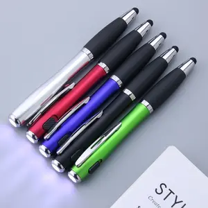 Stylo avec lumière LED populaire Logo personnalisé publicité promotionnelle écran tactile stylo à bille torche lumière médicale