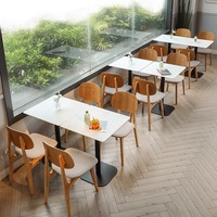 Ensembles de tables, chaises et canapés en bois de style minimaliste nordique - Banquette murale pour café, snack, dessert, salon de thé