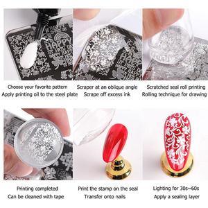 Juego de placas de estampado de uñas, juego de gel de esmalte de estampado de uñas, placa de sello de Arte de uñas con kit de plantilla de plantillas de sello estampador y Raspador - Product Image 5