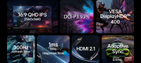 Moniteur de jeu QHD Fast IPS 27 pouces 27G64NA-B G6, 300 Hz, 1 ms GtG, 93 % DCI P3, HDR, support réglable, moniteur d'ordinateur de bureau