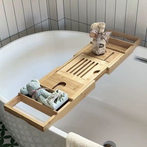 Étagère de rangement pour baignoire en bambou, extensible, antidérapante, style minimaliste nordique, étagère de salle de bain - Product Image 2