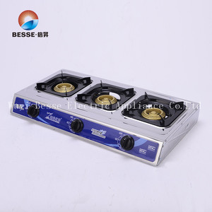 เตาแก๊สสแตนเลส BESSE 3 หัวเตา ควบคุมด้วยปุ่ม จุดติดด้วยระบบ Piezoelectric สำหรับใช้ในครัวเรือน - Product Image 5