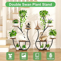 Support de plantes à 6 niveaux avec éclairage LED pour culture intérieure, en métal et bois, pour balcon et plantes vertes – Lot de 2 – Vente en gros usine