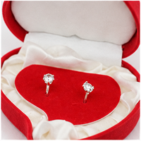 Boîte à bijoux élégante en nylon, faite à la main, personnalisée, imprimée en flocage, en forme de cœur, pour l'emballage de bagues de mariage, de boucles d'oreilles et de colliers, tendance