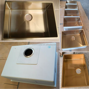 Évier de cuisine à montage sous plan, simple bac, fait <span class=keywords><strong>main</strong></span>, sans robinet, surface brossée, 587x435x181mm - Product Image 6