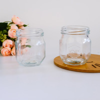 Bocaux en verre hexagonaux miniatures de 250 ml de haute qualité, vente en gros, avec couvercle métallique à vis doré, pour cadeaux, faveurs de mariage, miels, confitures