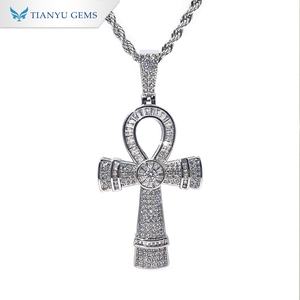 Collar con Colgante de Cruz Tianyu con Diamantes Engastados en Pavé, un Collar de Cuerda Clásico, Lujoso y Exquisito para Unisex - Product Image 2