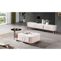 Moderne populaire haute brillance marbre laqué simple blanc salon support de télévision en bois meuble de télévision ensemble de tables basses
