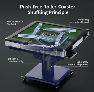 Machine de Mahjong Haze-Blue Roller-Coaster avec mélangeur automatique sans poussée, table pliable sur roulettes, divertissement pour 4 joueurs, unique - Product Image 4