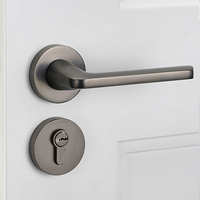 Poignée de porte en alliage de zinc de luxe avec serrure à mortaise pour portes intérieures en bois
