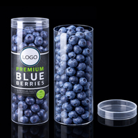 Boîte cylindrique en PET recyclé, tube transparent avec couvercle, emballage alimentaire, idéal pour bonbons, gelées, myrtilles, cadeaux
