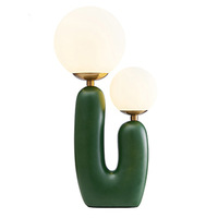 Lampe de table moderne à deux têtes en résine avec abat-jour en verre pour table salle à manger salon hôtel restaurant café