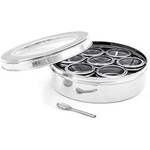 Caja de especias de doble tapa de acero inoxidable Mashala Dabba con función transparente para almacenamiento - Product Image 4