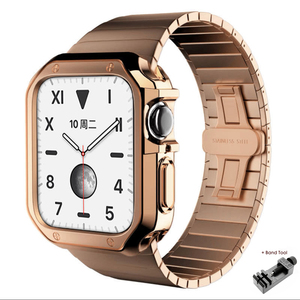 Boîtier + <span class=keywords><strong>bracelet</strong></span> en acier inoxydable pour <span class=keywords><strong>Apple</strong></span> <span class=keywords><strong>Watch</strong></span> Band <span class=keywords><strong>44mm</strong></span> 40mm 38mm 42mm <span class=keywords><strong>Bracelet</strong></span> à maillons papillon en métal IWatch Series 6 SE <span class=keywords><strong>5</strong></span> 4 3 - Product Image 3